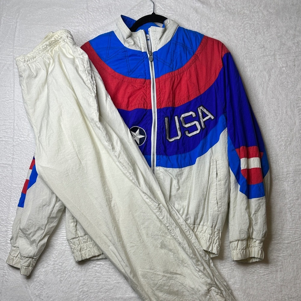 Head Tracksuit Unisex Medium White 1992 USA Olympic Winter Games Albertville